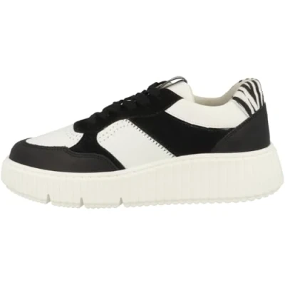 Afbeelding van Tamaris Sneakers laag, Dames, Maat: 41, Black white Leer en imitatieleer