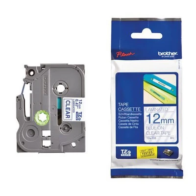 Afbeelding van Brother TZe 133 Tape Blauw op transparant (12 mm)