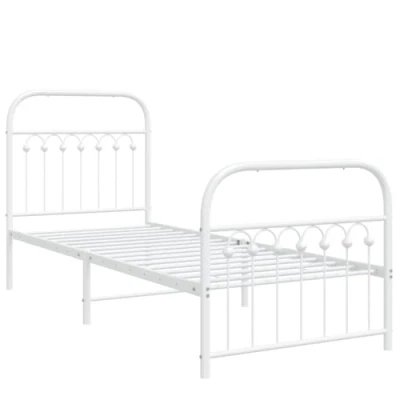 Afbeelding van Bedframe met hoofd en voeteneinde metaal wit 80x200 cm