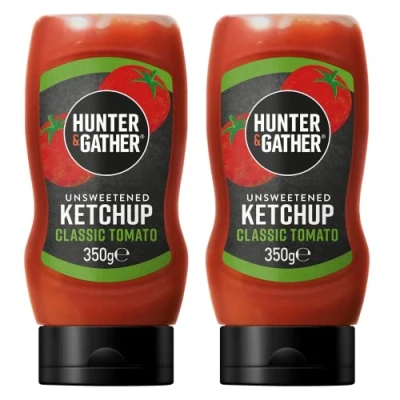 Image de Hunter &amp; Gather Sauce Ketchup non sucrée 2 x 350 g classique Keto, paléo, faible teneur en glucides et végétaliens Sans sucre ni édulcorants
