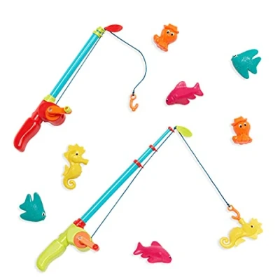 Afbeelding van B. toys BX2090Z Visspeelset voor kinderen, magnetisch visspel, 2 hengels en 8 zeedieren, waterspeelgoed bad, zwembad, kleine vissenset kinderen vanaf 3 jaar