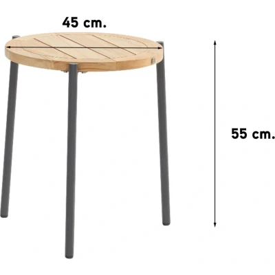 Afbeelding van Yoga Bijzet Tafel Natural Teak Antracite dia. 45 cm 4SO