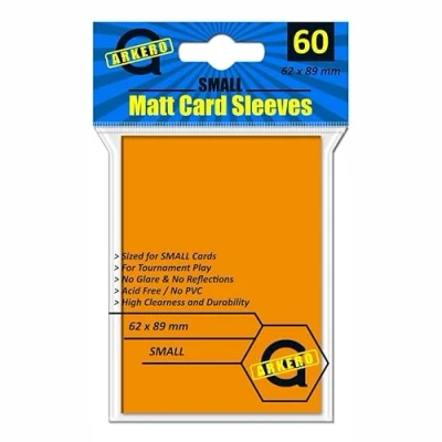 Afbeelding van Arkero G 60 stuks kleine matte kaarthoezen oranje (matte hoesjes) voor dunne games zoals Yu Gi Oh! Japanse maat
