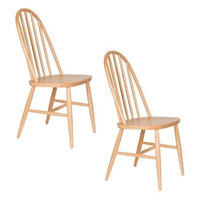 Afbeelding van Housecraft Living Guez Eetkamerstoelen Hout Naturel Set van 2