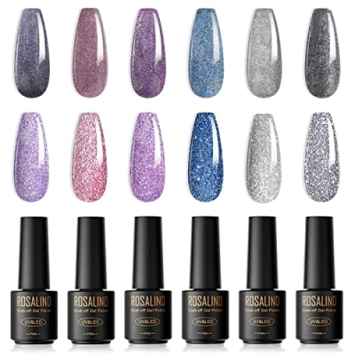 Afbeelding van ROSALIND semi permanente nagellak, 6 kleuren, permanent, uv led, soak off, gel, set ml