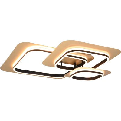 Afbeelding van LED plafondlamp Lugo, goud zwart, 74x74 cm
