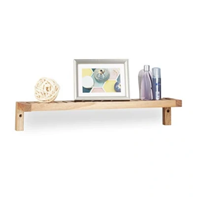 Afbeelding van Relaxdays Wandplank walnotenhout boekenplank wandschap wandboard zwevende plank