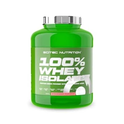 Afbeelding van Scitec Nutrition 100% Whey Isolate, gearomatiseerd poeder met eiwitisolaat, L glutamine, arginine en zoetstoffen, zonder suiker, gluten palmolie, 1816 g, aardbei