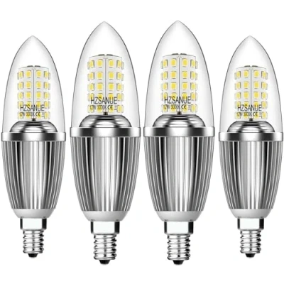 Afbeelding van HZSANUE Ledlamp in kaarsvorm, E14, 12 W, komt overeen met 100 gloeilamp, 3000 K, wit, warm licht, 1350 lm, ledlamp, kleine Edison kaars, 4 stuks