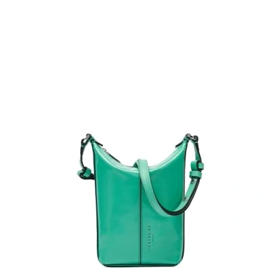 Afbeelding van LIEBESKIND BERLIN Leren Schoudertas Paris 4 Paper Touch Crinkle Crossbody Jade Groene