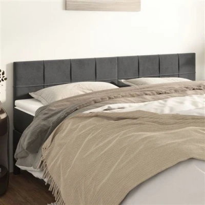Afbeelding van Hoofdborden 2 st 90x5x78/88 cm fluweel donkergrijs