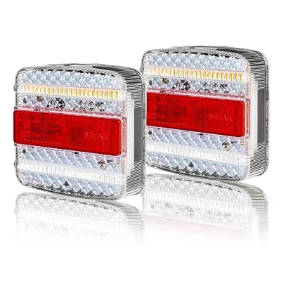 Afbeelding van AOHEWEI 2 Stuks 12/24v LED achterlichten aanhangwagen met waterdicht rempositielamp dynamische knipperlicht kentekenplaatverlichting voor camper caravan vrachtwagen E mark