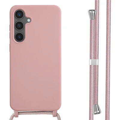 Afbeelding van imoshion hoesje Geschikt voor Samsung Galaxy S24 FE met koord Siliconen roze