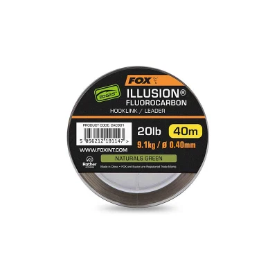 Image de Fox Edges Illusion Fluorocarbon 0.40mm (9.1kg) 40m Naturals Green Matériel bas de ligne carpe