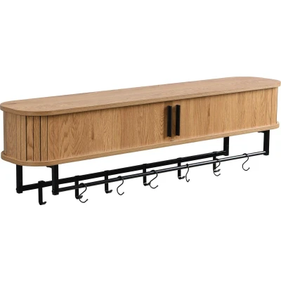 Afbeelding van Furnilux kapstok 120 x 24 32 cm XXXL Wandkapstok Kiruna 12 haken Licht Eiken