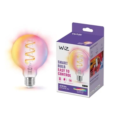 Afbeelding van WiZ Globe Filament Slimme LED verlichting Gekleurd en Wit licht E27 40W Transparant Wi Fi