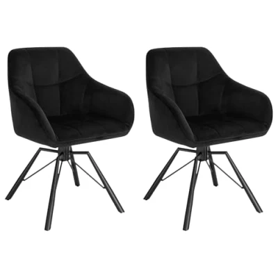 Afbeelding van WOLTU BH365bl 2 Eetkamerstoelen, gestoffeerd, comfortabele eetkamerstoelen met armleuningen en rugleuning, voor eetkamer woonkamer, fluwelen bekleding, stuks, blauw