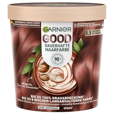 Afbeelding van Garnier GOOD Permanente haarverf 5.5 kleur kastanjerood hibiscus ammoniakvrije kleuring tot 100% dekking van wit haar