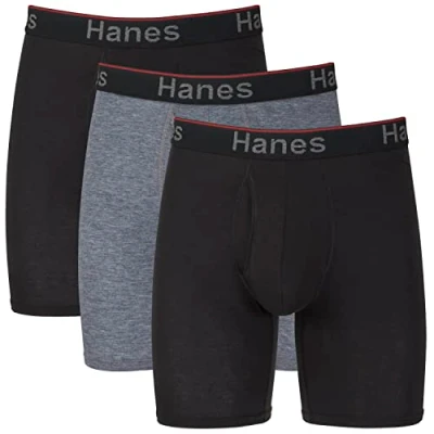 Afbeelding van Hanes Heren Comfort Flex Fit Long Leg Volledige Ondersteuning Pouch Boxershorts voor heren, 3 stuks (3 stuks), Verschillende kleuren.