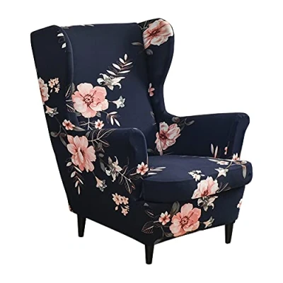 Afbeelding van Stoelhoezen voor oorstoelen, 2 delig, overtrek fauteuil, bedrukt, rekbaar,