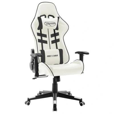 Afbeelding van Gamestoel kunstleer wit en zwart
