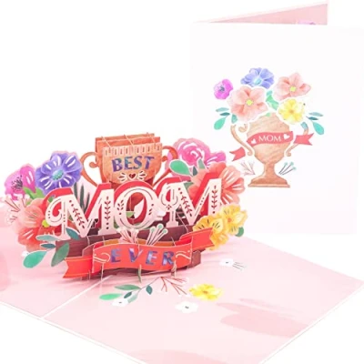 Afbeelding van PopLife 3D pop up kaart &quot;Best Mom Ever&quot; Moederdagkaart Verjaardag Gefeliciteerd, Herstel Voor mama, echtgenote, zus, oma, schoonmoeder