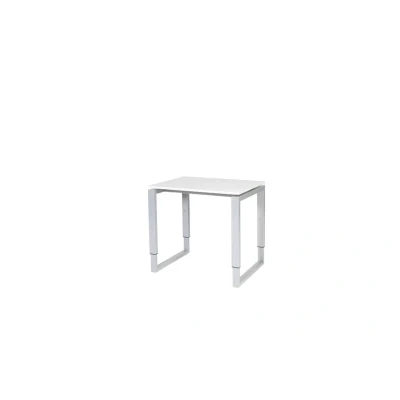 Afbeelding van Domino Plus bureau, hoogte instelbaar (62 85cm) met 80x60cm &#039;zwevend&#039; licht grijs 25mm blad en aluminium (RAL9006) O poot frame