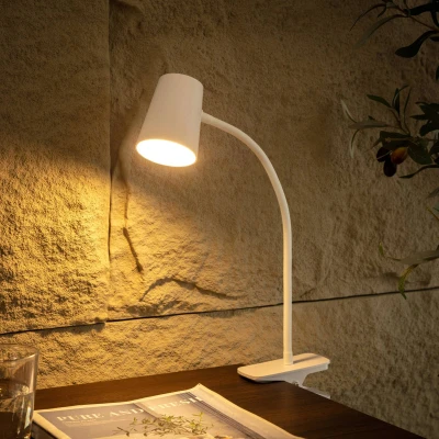 Afbeelding van Lindby LED tafellamp, klemvoet, wit