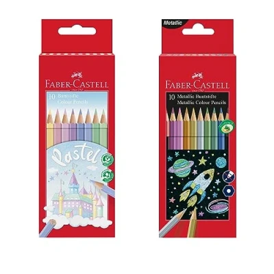 Afbeelding van FABER CASTELL 205068 20 stuks metallic pastelkleurpotloden onbreekbaar voor kinderen en volwassenen
