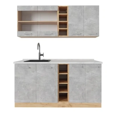 Afbeelding van Vicco Eenpersoonskeuken R Line, Beton/gouden eik, 160 cm , WB Marmer
