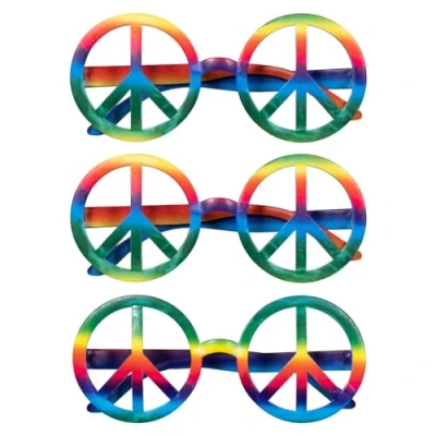 Afbeelding van Boland 3 Partybrillen Peace Volwassenen 60&#039;s &amp; 70&#039;s Hippies Flower Power Hippie