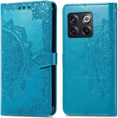 Afbeelding van iMoshion Hoesje Geschikt voor OnePlus 10T Met Pasjeshouder Mandala Bookcase Turquoise