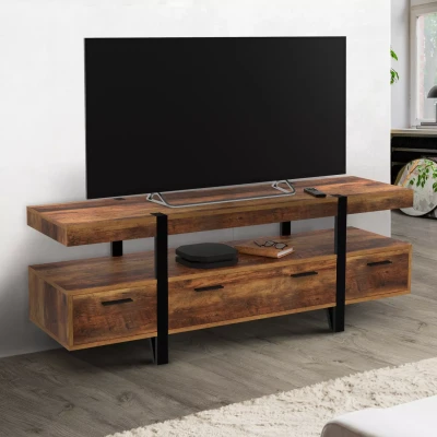 Afbeelding van Meuble TV 140 cm AUSTRIA avec tiroirs bois pieds épingle