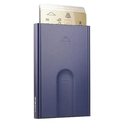 Afbeelding van Ögon Designs Slider Pasjeshouder 6 pasjes Aluminium Creditcardhouder RFID Anti Skim Navy Blauw