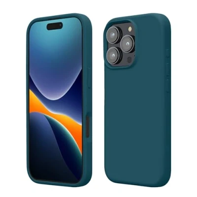 Afbeelding van kwmobile telefoonhoesje geschikt voor Apple iPhone 16 Pro Hoesje met siliconen coating Smartphone case in mat petrol