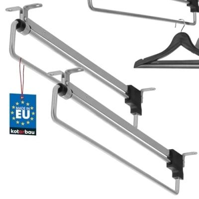 Afbeelding van KOTARBAU® Set van 2 uittrekbare kledingstangen voor kast, 350 mm, zilver