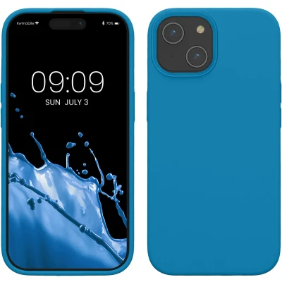 Afbeelding van kwmobile Case voor iPhone 15 Slank TPU Hoesje met Zachte Afwerking In Caribisch blauw
