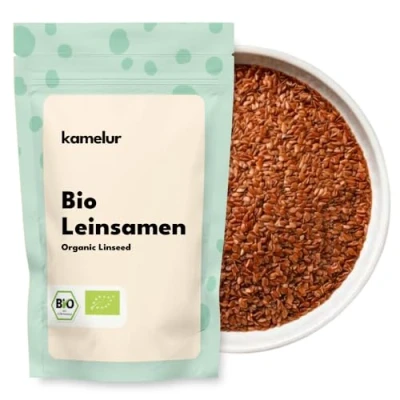 Afbeelding van 500 g biologische lijnzaad biologisch bruin zonder toevoegingen in afbreekbare verpakking