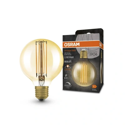 Afbeelding van OSRAM vintage 1906 E27 8,8W LED G80 822 dim goud