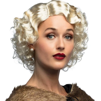 Afbeelding van Boland Pruik Helen Blond Krullen Halflang Vrouwen Charleston 20&#039;s Roaring Twenties