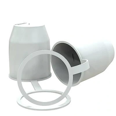 Afbeelding van AUPROTEC Trekhaakkogelbeschermer met stopring, beschermkap voor aanhanger, wit: set van 2 stuks