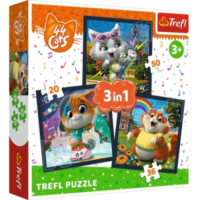 Afbeelding van Trefl Puzzle 3in1 Meet cute kittens 44 cats