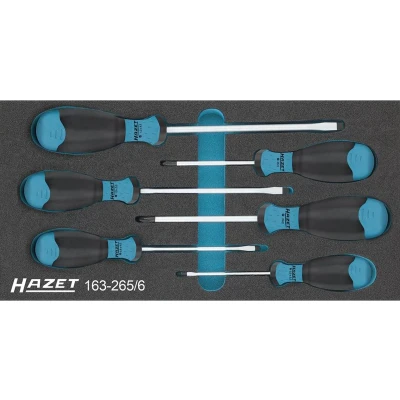 Afbeelding van HAZET 163 265/6 Schroevendraaierset 6 Gereedschapsmodule (PU schuiminlay) Safety Insert System