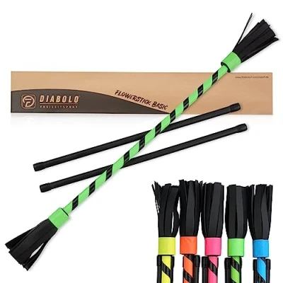 Afbeelding van Diabolo Freizeitsport Flowerstick Basic UV reactieve bloemenstok met twee glasvezelstaafjes, een blikvanger op festivals, ideaal voor beginners