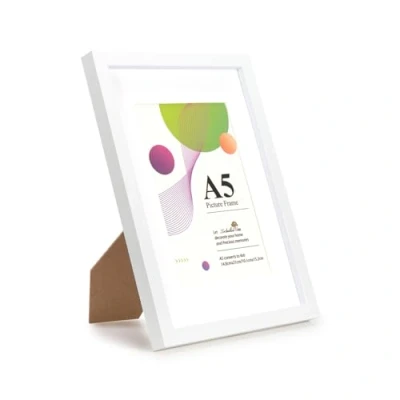 Afbeelding van Scholar Tree Cadre photo blanc A5 21 x 14,8 cm en bois Avec passe partout de 15,2 10,2 support table ou suspension murale