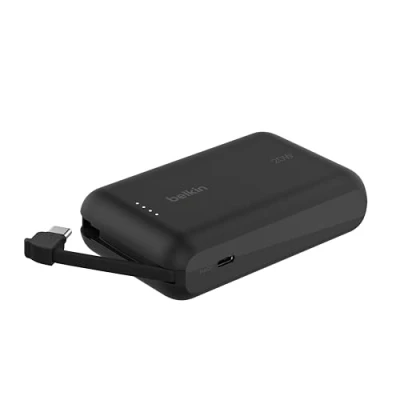 Image de Belkin BOOST Charge Banque d&#039;alimentation avec câble intégré 10000 mAh 20 Watt 3 A Fast 2 connecteurs de sortie (24 pin USB C) noir