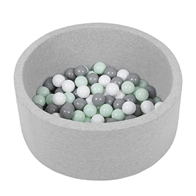 Afbeelding van SELONIS Ballenbad 70 x 30 cm/150 ronde ballen van schuimrubber voor baby&#039;s, kinderen, lichtgrijs: wit/grijs/mint