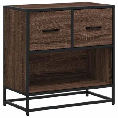 Afbeelding van vidaXL Nachtkastje 60x31x60 cm bewerkt hout en metaal bruin eikenkleur