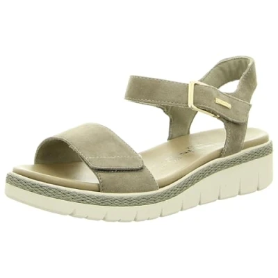 Afbeelding van Tamaris Sandalen met sleehak, Dames, Maat: 36, Sage Veloursleer