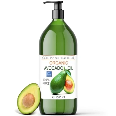Afbeelding van Biologische avocado olie, 1000 ml, olie voor haar, striae, scheuren, huid, hydratatie gezicht, lichaam, dringt de huid tot 6 keer beter in dan een crème
